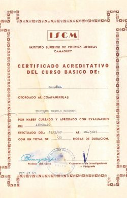 Dr Enrique De La Caridad Angulo Borrero - Postgraduate - Spanish