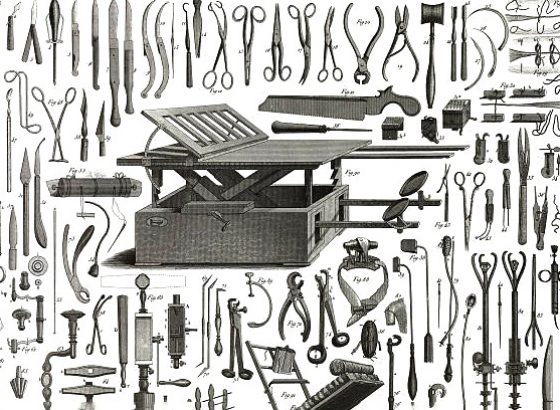 Engraved illustrations of Various Surgical Instruments from Iconographic Encyclopedia of Science, Literature and Art, Published in 1851. Copyright has expired on this artwork. Digitally restored.