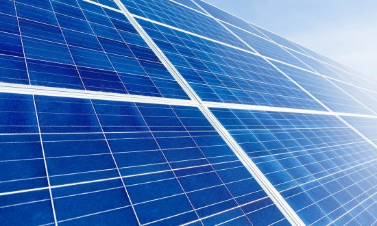 Solar panel with blue sky